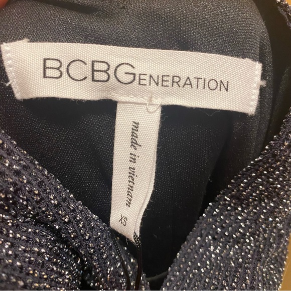 BCBG generation special occasion black shimmer metallic longslit dress sz XS NWT - Picture 10 of 11